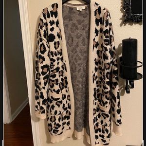 Leopard print long cardigan